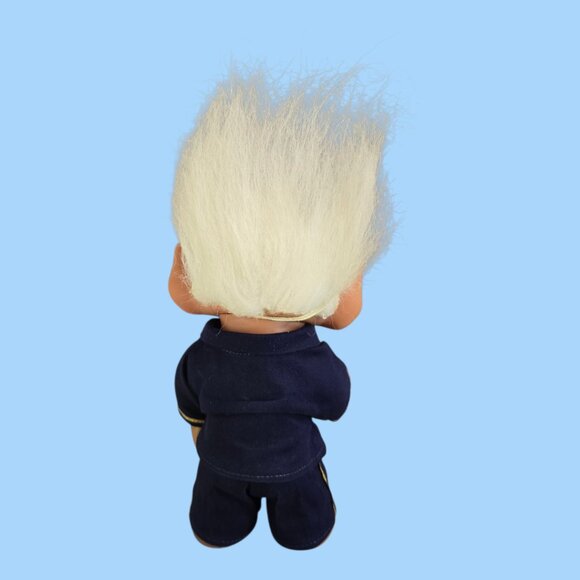 Vintage Thomas Dam Troll Doll 1977 Denmark White Hair 9" Tall Police Officer - Picture 4 of 12